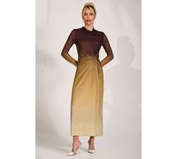 Jolie Moi Petite Long Sleeve Mesh Maxi Dress Multi