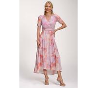 Jolie Moi Petite Mesh Print Dip Hem Maxi Dress In Purple Purple