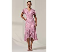 Jolie Moi Petite Mesh Short Sleeve Wrap Midaxi Dre In Light Pink Light Pink 12