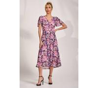 Jolie Moi Petite Mesh Short Sleeve Wrap Midaxi Dress Multi