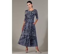 Jolie Moi Petite Pleated Half Sleeve Midi Dress In Mid Grey Mid Grey