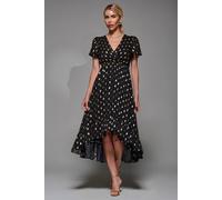 Jolie Moi Petite Short Sleeve Midaxi Dress In Black Black