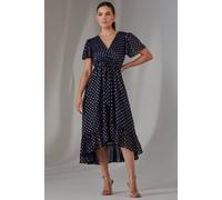 Jolie Moi Petite Short Sleeve Midaxi Dress In Navy Navy 16