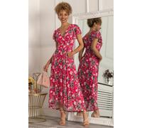 Jolie Moi Piper Dip Hem Mesh Maxi Dress In Bright Pink Bright Pink 8