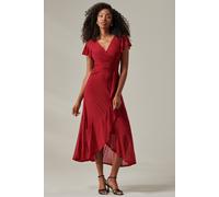 Jolie Moi Plain Wrap Mesh Maxi Dress In Burgundy Burgundy 18