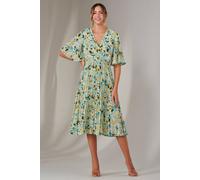 Jolie Moi Pleated Wrap Midi Dress In Light Beige Light Beige 10