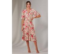 Jolie Moi Pleated Wrap Midi Dress In Light Pink Light Pink 8