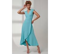 Jolie Moi Preslie Wrap Frill Hem Maxi Dress In Turquoise Turquoise 18