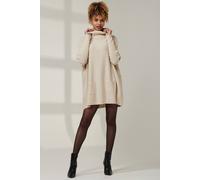 Jolie Moi Roll Neck Pocket Front Knit Jumper In Beige Beige