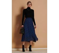 Jolie Moi Saige Print Pleated Maxi Skirt In Blue Blue 16