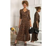 Jolie Moi Saphira Jersey Jumpsuit In Brown Brown