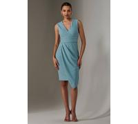 Jolie Moi Sleeveless Wrap Front Midi Dress In Duck Egg Blue Duck Egg Blue 16