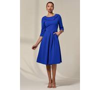 Jolie Moi Sloan 3/4 Sleeve Midi Dress In Bright Blue Bright Blue 12