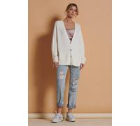 Jolie Moi Soft Knit Shell Button Cardigan In Off White Off White