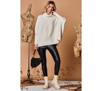 Jolie Moi Star Front Roll Neck Knit Jumper In Off White Off White M/L