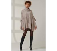 Jolie Moi Star Front Roll Neck Knit Jumper In Taupe Taupe