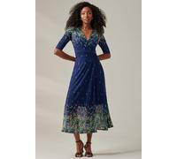 Jolie Moi Stella Floral Print Wrap Mesh Maxi Dress In Yellow Yellow 12