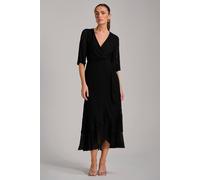 Jolie Moi Textured Ruffle Hem Knitted Maxi Dress In Black Black