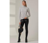 Jolie Moi Turtleneck Fine Knit Fittted Jumper In Light Grey Light Grey