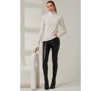 Jolie Moi Turtleneck Fine Knit Fittted Jumper In Off White Off White