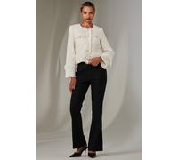 Jolie Moi Tweed Fringe Hem Jacket In Cream