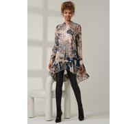 Jolie Moi Women's Asymmetric Tiered Hem Shirt in Teal | Size: 8 Jolie Moi Teal 8