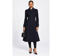 Jolie Moi Women's Asymmetrical Button Fit & Flare Jacket in Navy | Size: 14
