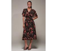 Jolie Moi Women's Chiffon Floral Print Pleated Midaxi Dres in Black | Size: 10 Jolie Moi Black 10