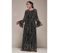 Jolie Moi Women's Chiffon Long Sleeve Shift Maxi Dress | Size: 14