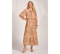 Jolie Moi Women's Chiffon Long Sleeve Tiered Maxi Dress in Burnt Orange | Size: 20