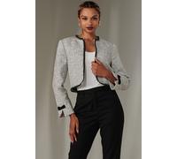 Jolie Moi Women's Contrast Trim Tweed Jacket in Grey | Size: XL Jolie Moi Grey XL