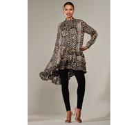 Jolie Moi Women's Dipped Hem Shirt Midi Dress in Brown | Size: 20