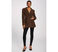 Jolie Moi Women's Double-Breasted Tailored Utility Jacket in Dark Brown | Size: 8