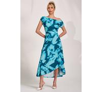 Jolie Moi Women's Draped Asymmetric Jersey Midi dress in Teal | Size: 16 Jolie Moi Teal 16