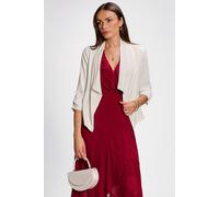 Jolie Moi Women's Draped Open Collar Blazer in White | Size: 8 Jolie Moi White 8