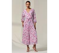 Jolie Moi Women's Flared Printed Chiffon Jumpsuit in Light Pink | Size: 12 Jolie Moi Light Pink 12