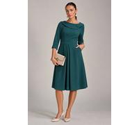 Jolie Moi Women's Fold Collar Button Detail Dress in Green | Size: 12