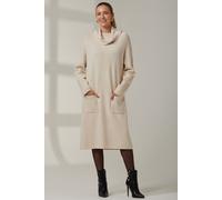 Jolie Moi Women's Knitted Turtleneck Longline Jumper in Beige | Size: Medium/Large Jolie Moi Beige M/L