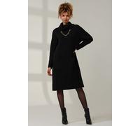 Jolie Moi Women's Knitted Turtleneck Longline Jumper in Black | Size: Medium/Large Jolie Moi Black M/L