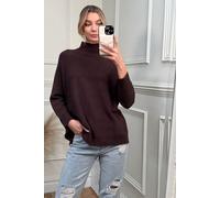 Jolie Moi Women's Loose Fit High Neck Jumper in Maroon | Size: Medium/Large Jolie Moi Maroon M/L