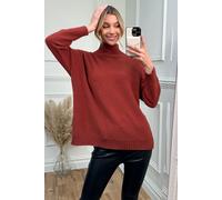 Jolie Moi Women's Loose Fit High Neck Jumper in Red | Size: Medium/Large Jolie Moi Red M/L
