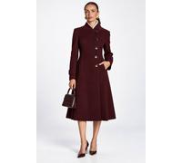 Jolie Moi Women's Military Asymmetrical Button Jacket in Burgundy | Size: 8