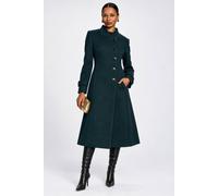 Jolie Moi Women's Military Asymmetrical Button Jacket in Dark Green | Size: 18