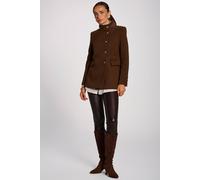 Jolie Moi Women's Military Structured Stand Collar Jacket in Brown | Size: 16