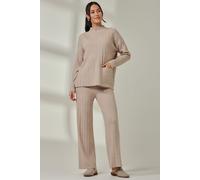 Jolie Moi Women's Mockneck Pocket Knit Jumper in Light Beige | Size: Medium/Large Jolie Moi Light Beige M/L