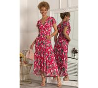 Jolie Moi Women's Piper Dip Hem Mesh Maxi Dress in Bright Pink | Size: 8 Jolie Moi Bright Pink 8