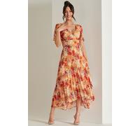 Jolie Moi Women's Pleated Chiffon High Low Maxi Dress in Red | Size: 8 Jolie Moi Red 8