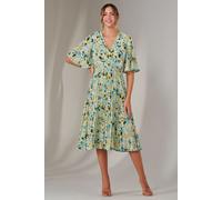 Jolie Moi Women's Pleated Wrap Midi Dress in Light Beige | Size: 8 Jolie Moi Light Beige 8