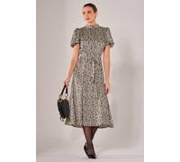 Jolie Moi Women's Puff Sleeve Tie Waist Midi Dress | Size: 10
