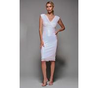 Jolie Moi Women's Qaya Sequin V Neck Shift Dress in White | Size: 18 Jolie Moi White 18